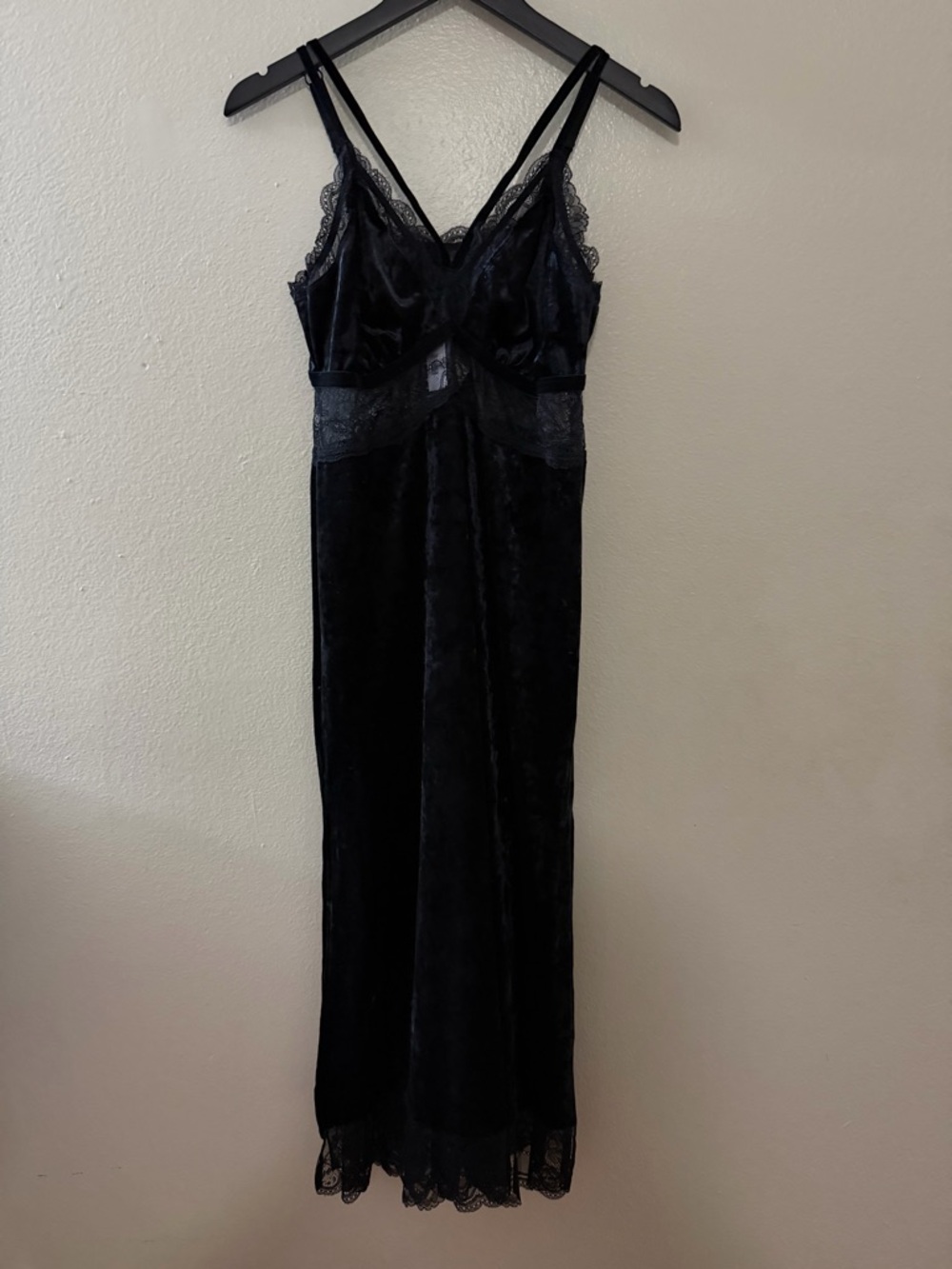 NWT Torrid Velour Lace Maxi Slip Dress Black Crushed Velvet Lingerie Nightgown 1 - Picture 5 of 13